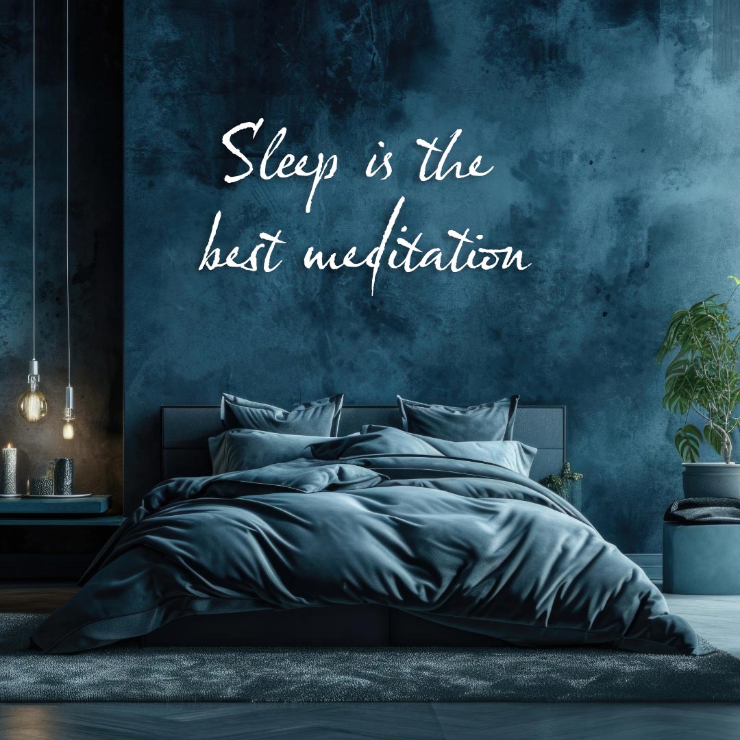 A luxerious dark big bedroom in blue