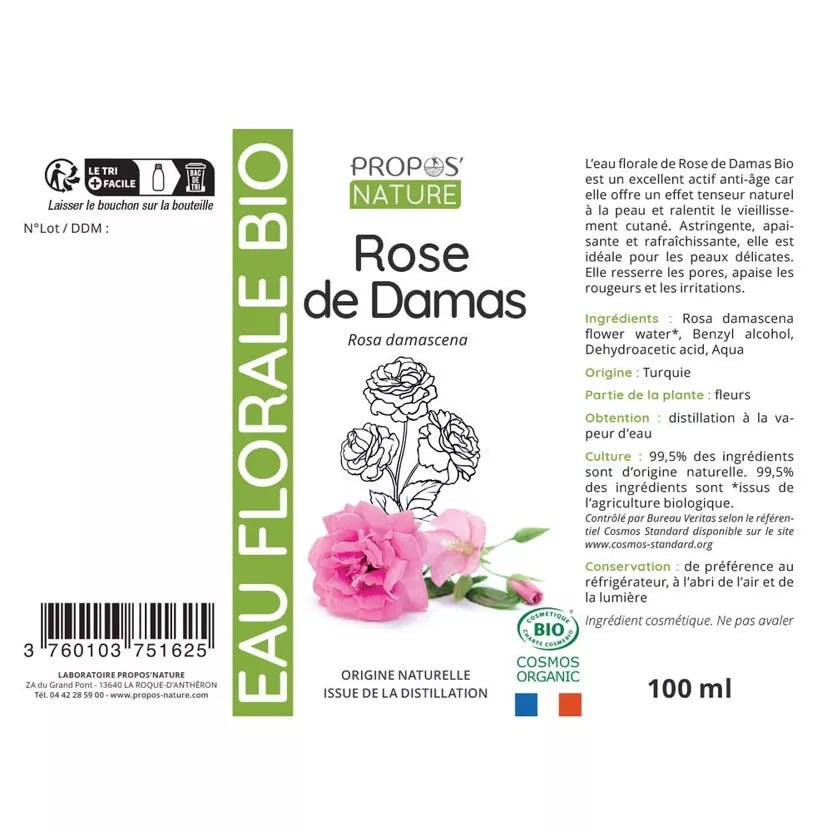 Propos'Nature Damask Rose - Certified Organic Hydrosol, 100ml - Elliotti