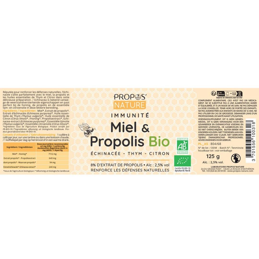 Propos'Nature Honey & Propolis Immunity Blend, 125g - Elliotti
