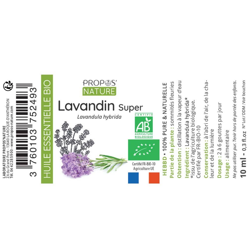 Propos'Nature Lavandin Super Organic Essential Oil, 10ml - Elliotti
