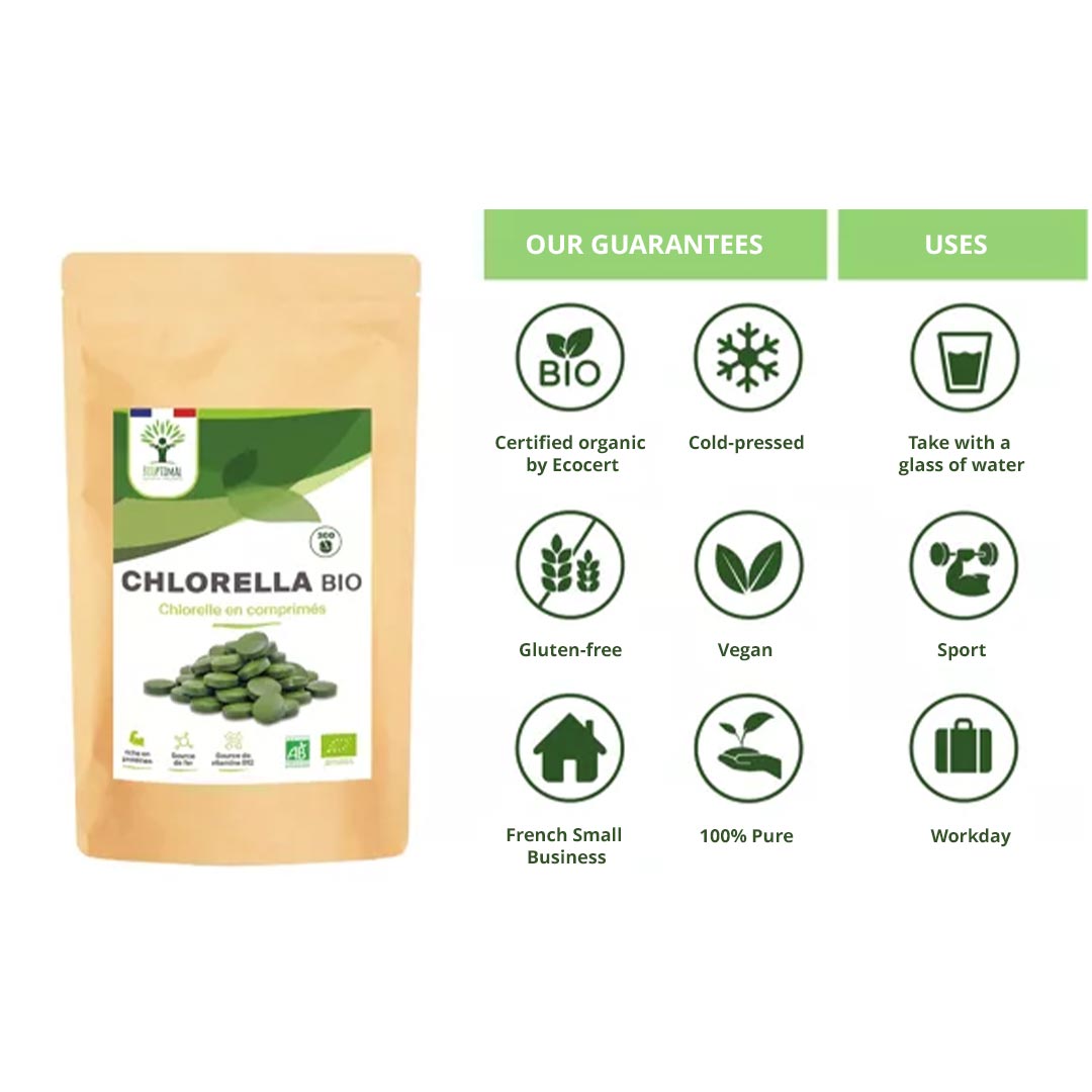 Bioptimal Organic Pure Chlorella Powder, 150 Tablets - Elliotti