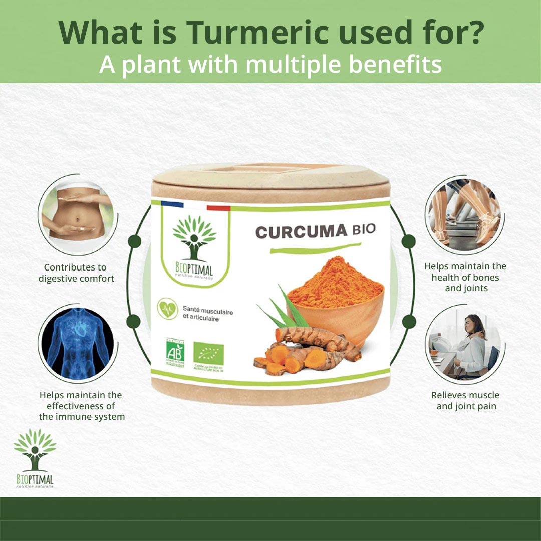 Bioptimal Organic Turmeric Powder + Black Pepper, 200 capsules - Elliotti