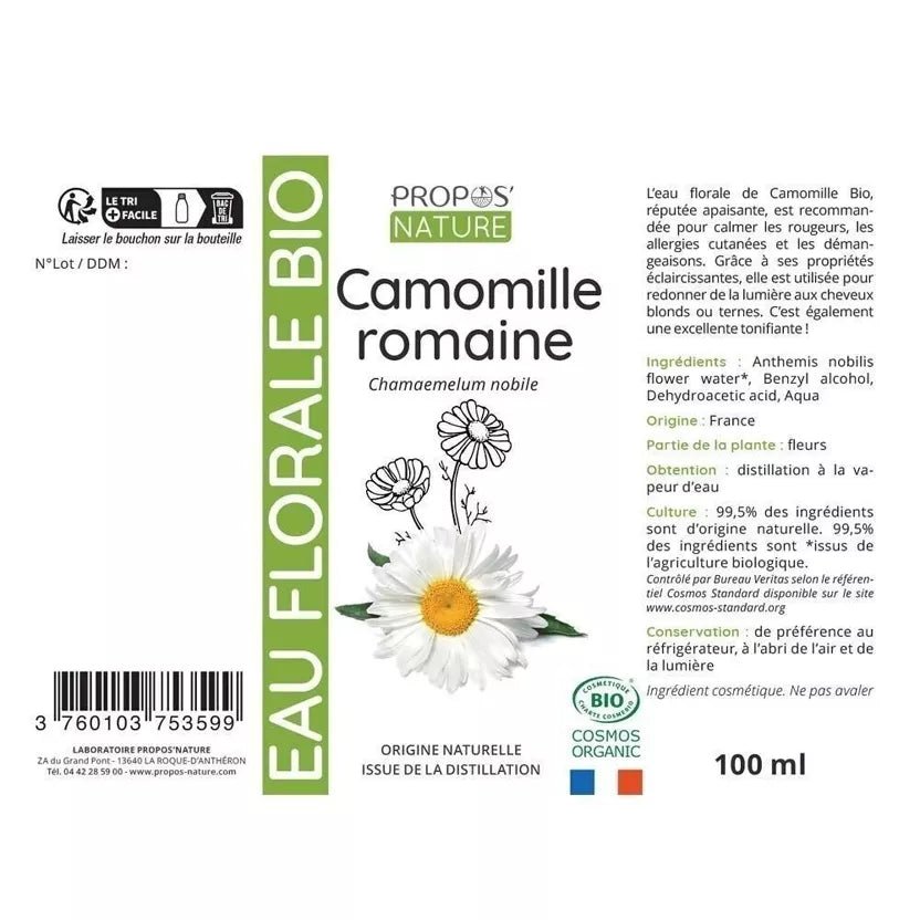 Propos'Nature Roman Chamomile - Certified Organic Hydrosol, 100ml - Elliotti