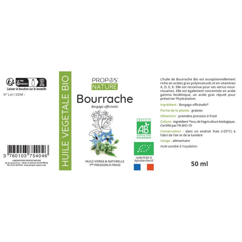 Laboratoire Propos'Nature Borage Organic Oil - Elliotti