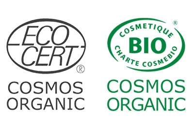 EcoCert Cosmos Organic logo and Cosmetique bio - Elliotti