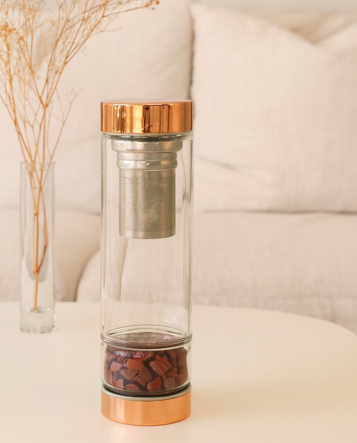 AW Artisan Jasper Red Gemstone Tea Infuser Bottle - 500 ml - Elliotti