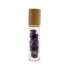 AW Artisan Gemstone Essential Oil Roller Bottle - Amethyst, Wooden Lid - Elliotti