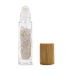 AW Artisan Gemstone Essential Oil Roller Bottle - Rock Quartz, Wooden Lid - Elliotti